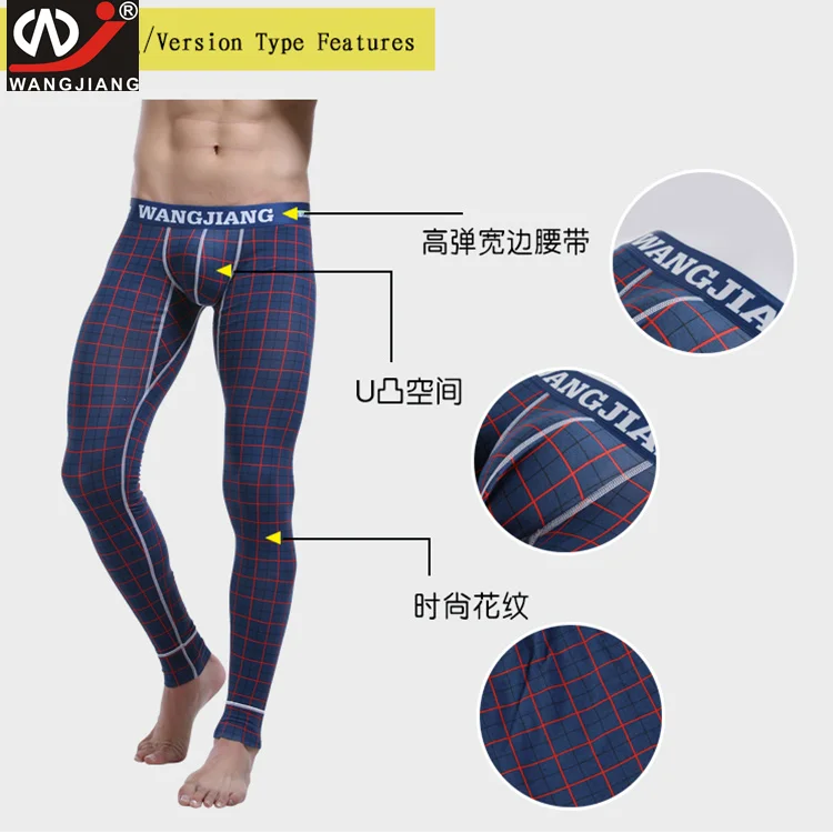 New WJ men's underwear legging long johns slim line pants low-waist long johnstights warm bottem 9color Free shipping