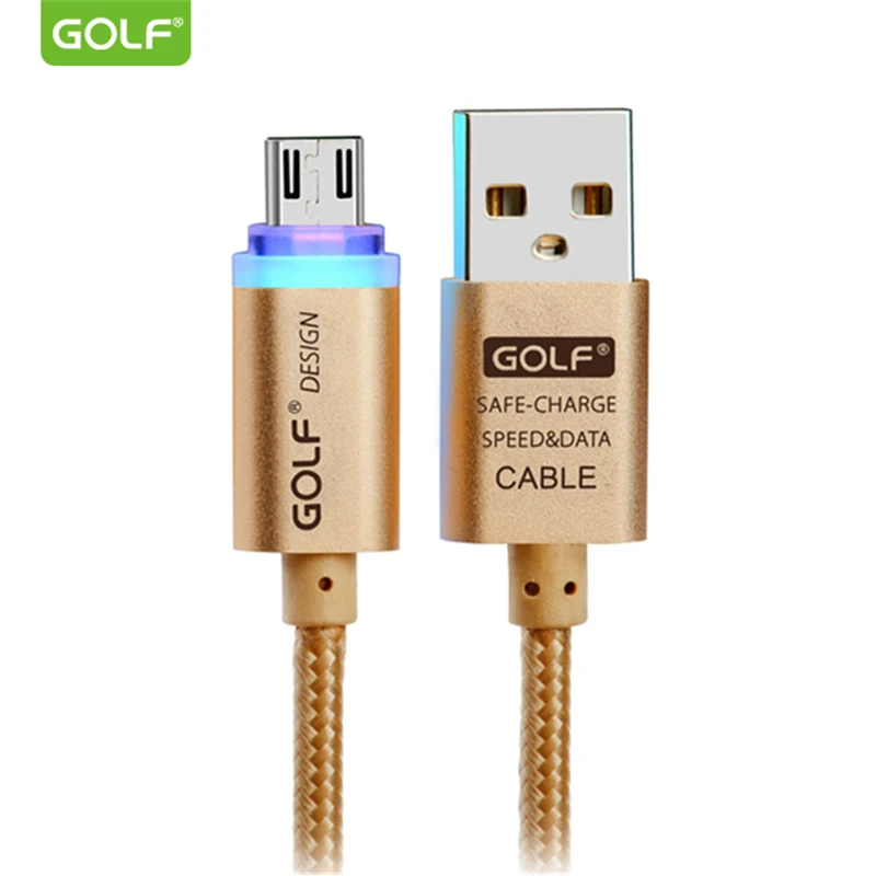 

GOLF Smart LED Light Metal Braided Android Phone Charger Cable For Huawei Mate7 Samsung S7 LG G3 Micro USB Data Sync Charge Wire