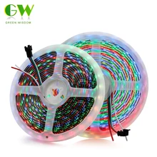 DC 5V WS2812B полный Цвет RGB Светодиодные ленты 30/60/144 светодиодный s/m пикселей Светодиодные ленты света черный/белый печатных плат для передачи данных 1 M/2 M/3m/5 M