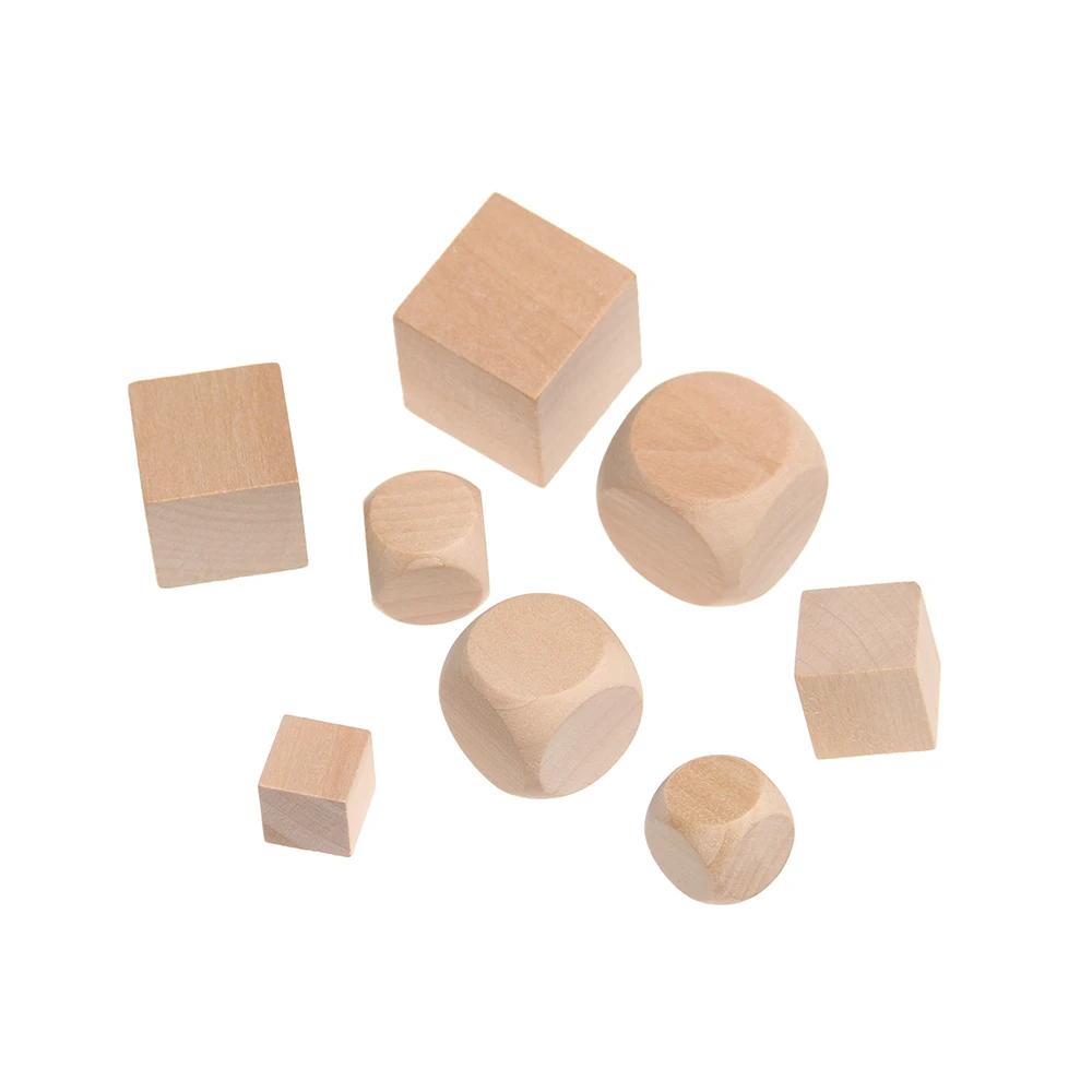 

10pcs 6 Sided Blank Wood Dice Party Family DIY Games Printing Engraving Kid Toys Teaching Dices Mathematics learning