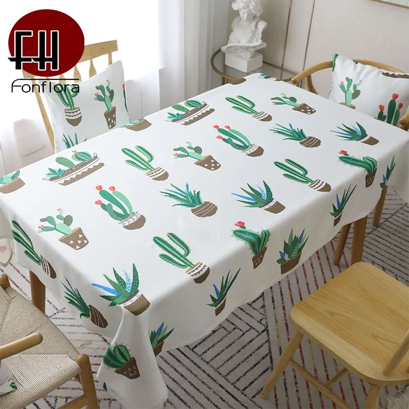 

Instagram Style Tablecloth Cactus Printed Outdoor Party Dinning Table Cover Home Decor Coffee Round Square Table Cover Single