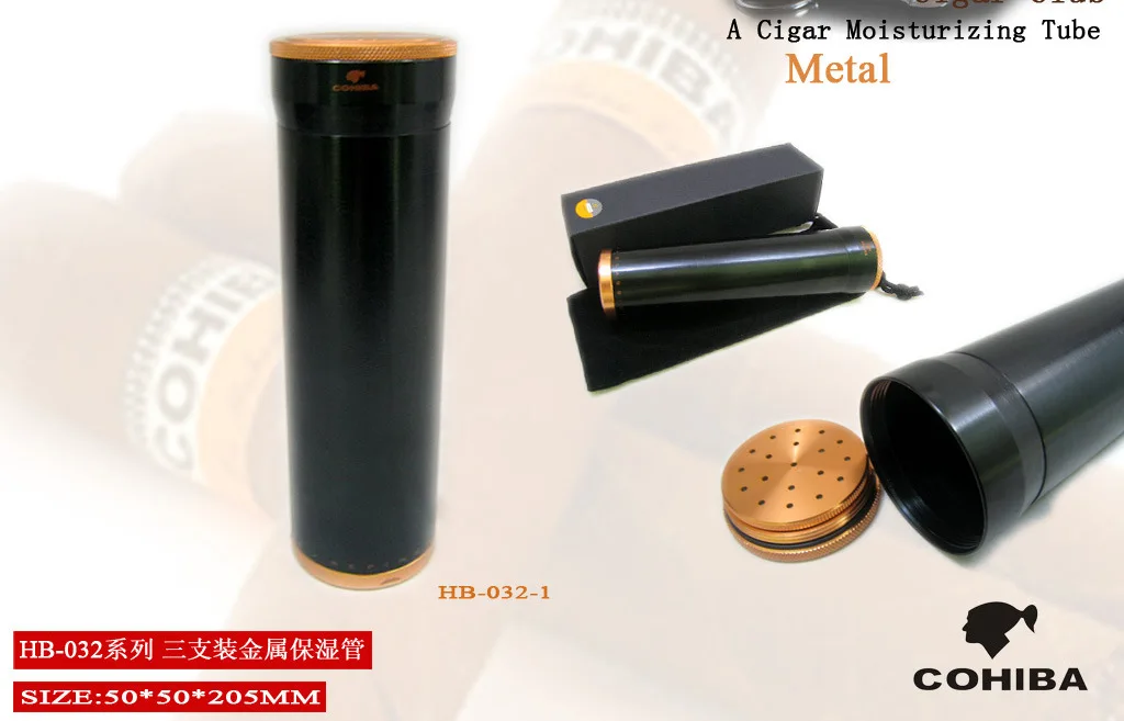 Cohiba чехол для сигар Humidor с увлажнителем дорожный держатель 3 сигары портативная труба металлическая для сигары мужской гаджет HB032