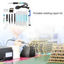 110/220 V 60 W Регулируемая Температура Портативный Электрический паяльник для подключения к ремонт сварки паяльной отсос для припоя щипчики комплект