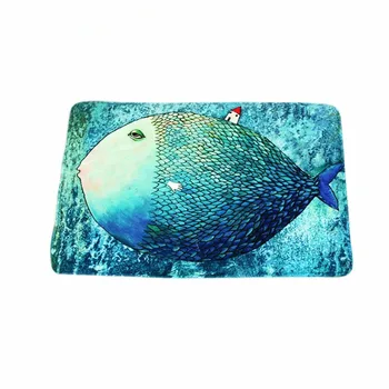 

Big Fish Rug Non-Slip mats entrance door child living room bedroom bathroom carpet doormat blue sea for kids room decoration
