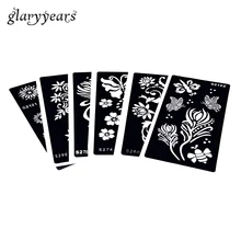 6 листов тату трафарет для татуировки хной для Для женщин задняя основная часть Краски художественная обувь с украшениями в виде цветков и бабочек Цветной рисунок шаблон для татуировок аксессуары S200#03