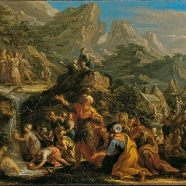 Moses Drawing Water From A Rock Poster Print (24 x 18)