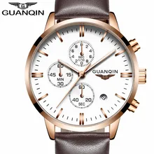 Новинка GUANQIN мужские часы лучший бренд класса люкс Relogio Masculino Военные Спортивные Светящиеся Наручные часы хронограф кожа кварцевые часы
