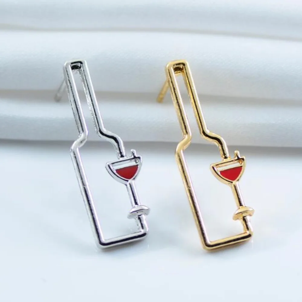 

Fashion Metal Wine Bottle Drop Earrings Gold Color Hollow Geometric Party Personality Statement Earrings Simple Jewelry #273513
