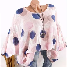 Women's Blouse 2019 new big shirt casual dot print bat sleeve ladies shirt size plus 5xl Women's Blouse 2019 new big shirt casual dot print bat sleeve ladies shirt size plus 5xl