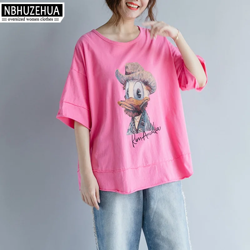 NBHUZEHUA 7G847 Летняя женская Kawaii мультфильм утка принт Большие размеры женские