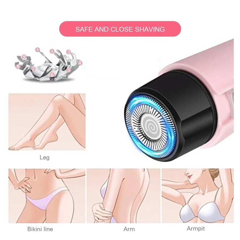 

4 In 1 USB Epilator Facial Nose Beard Eyebrow Trimmer Hair Remover Safety Shaving Razor Machine with Cleaning Brush Rechargeable