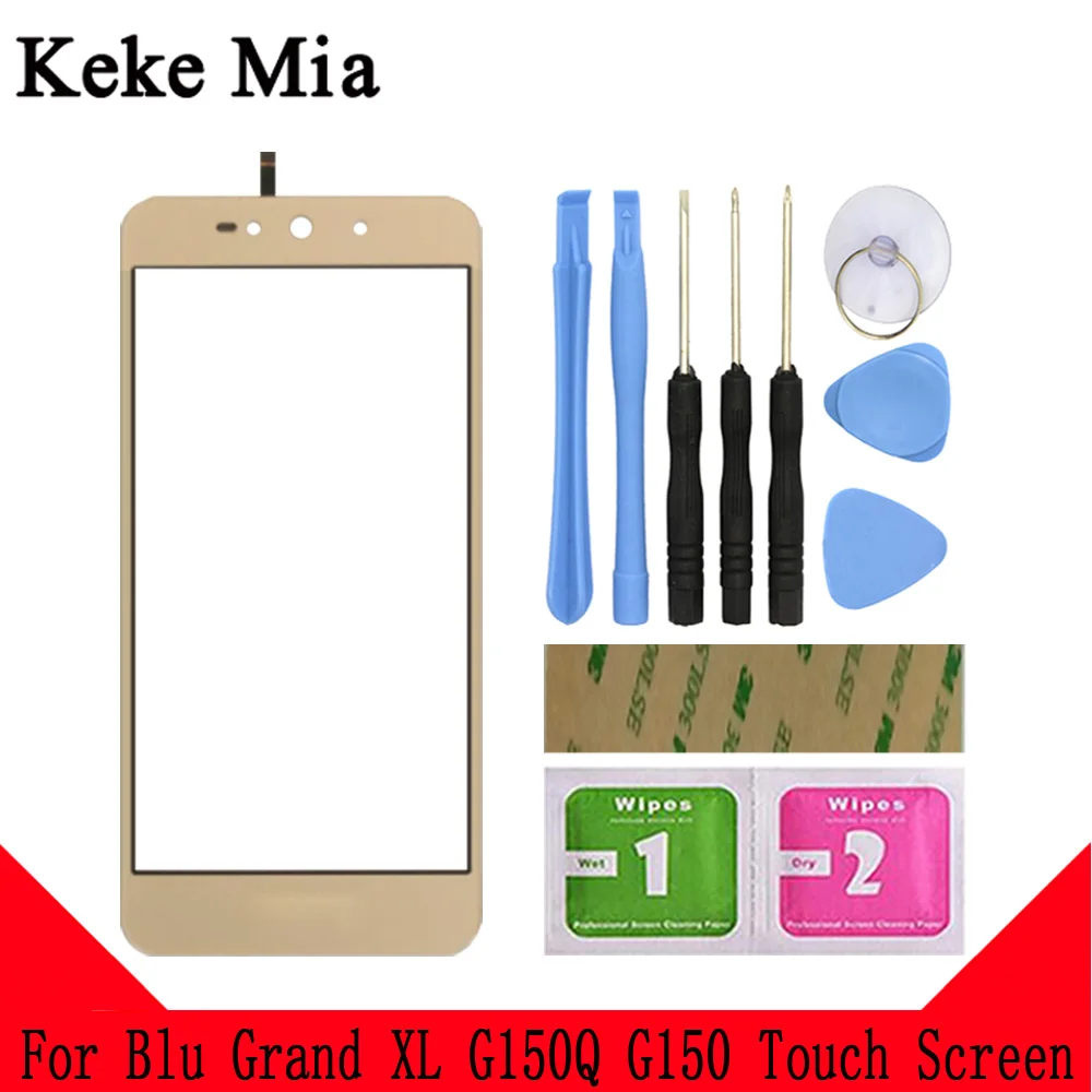 Keke Миа 5," мобильный сенсорный экран для Blu Grand XL G150Q сенсорный экран сенсор дигитайзер Панель переднее стекло инструменты - Цвет: Gold With Tools