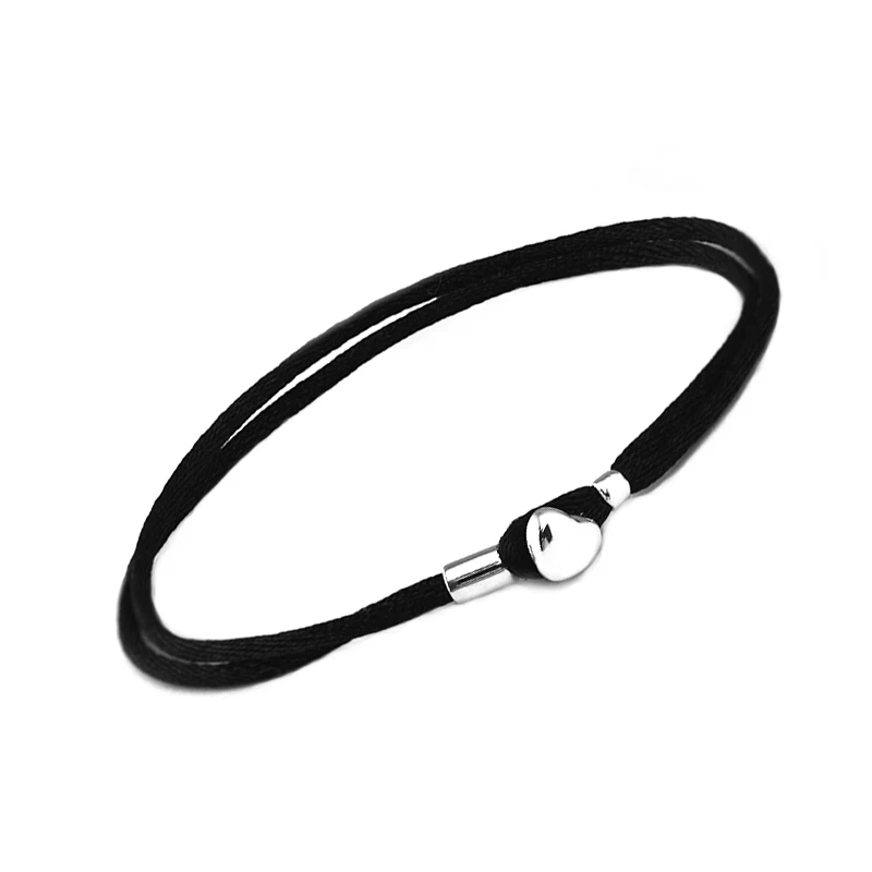 

Pandulaso Black Fabric Cord Bracelets For Woman DIY jewelry making Fit European Beads & Charms Sterling silver jewelry