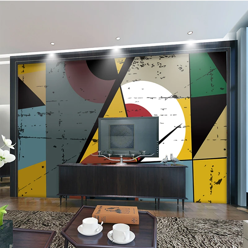 

Custom Any Size Geometric Figure Abstract Painting Art Wall Paper Bedroom Background Wall Cloth Home Furnishing Decorative Mural