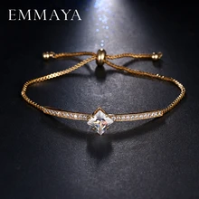 Emmaya классический квадратный aaa cz микро проложили Браслеты для женщин шампанского Цвет Принцесса Cut CZ свадебные украшения