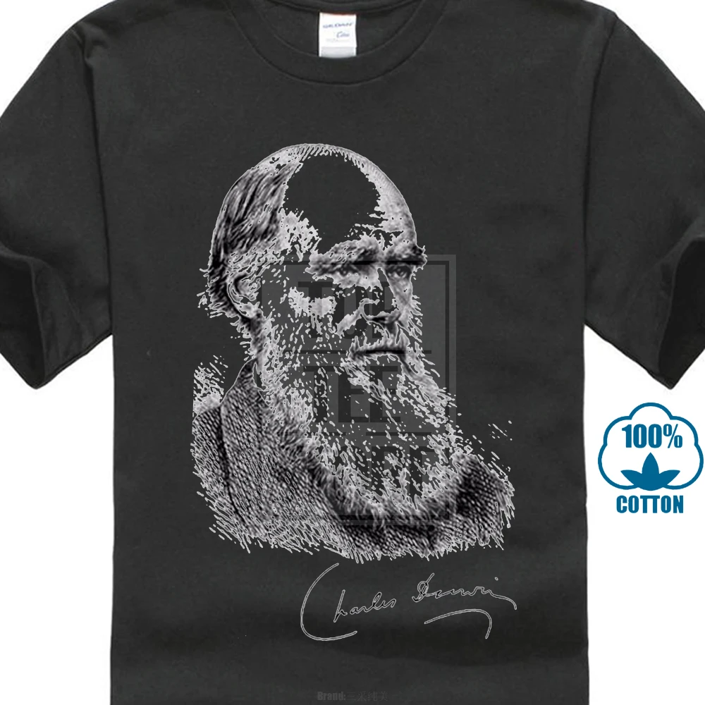 2017 Summer Men'S Brand Clothing O Neck Charles Darwin Portrait