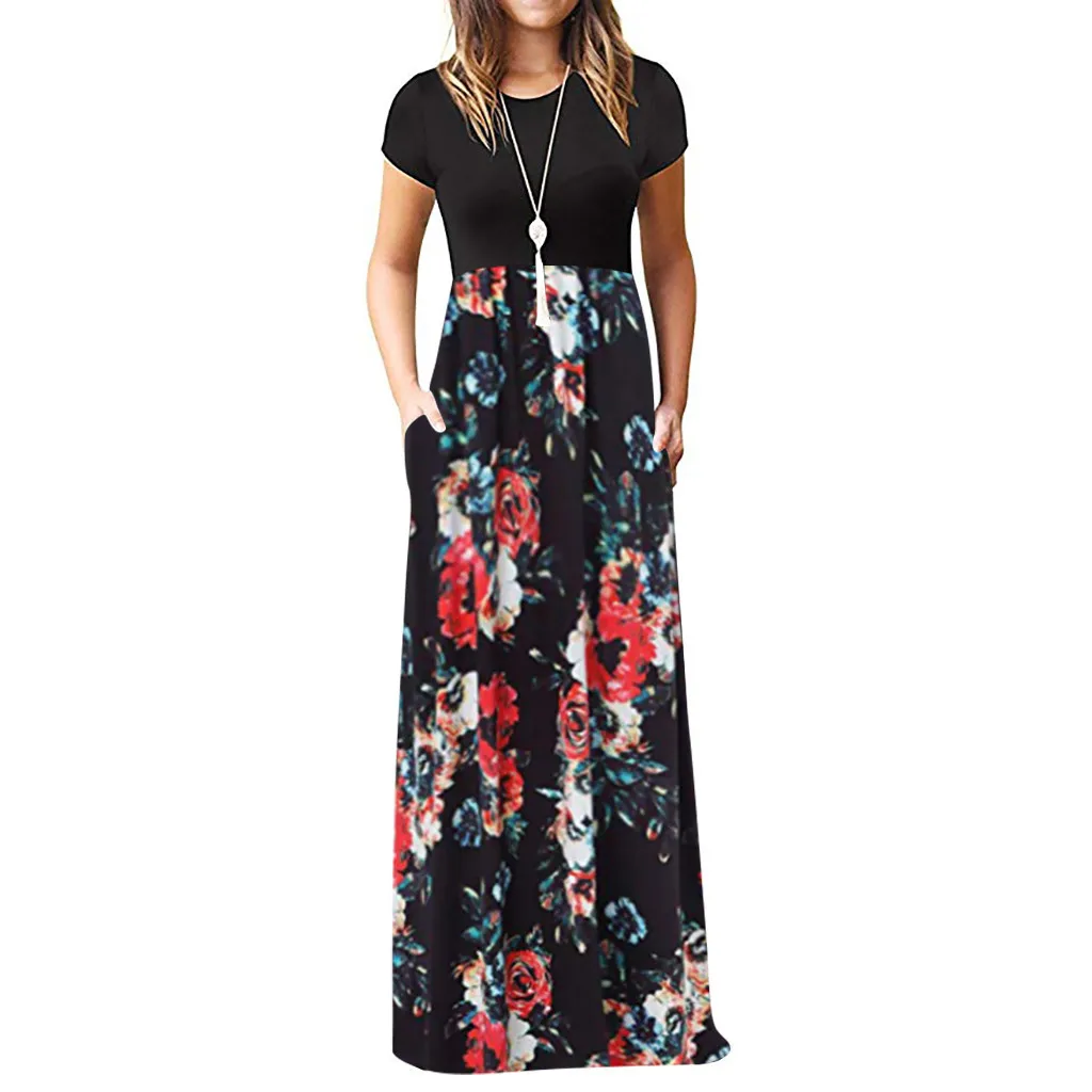 Women's Party Maxi Dress Casual Sleeve O-neck Print Maxi Tank Long Dress Fashion Dresses Woman Party Night Robe Femme May 16 Women's Party Maxi Dress Casual Sleeve O-neck Print Maxi Tank Long Dress Fashion Dresses Woman Party Night Robe Femme May 16