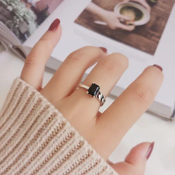 

Fashion 925 Sterling Silver CZ Zirconia Rings For Women Girls Gift Wedding Jewelry Vintage Punk Adjustable Antique Ring Anillos