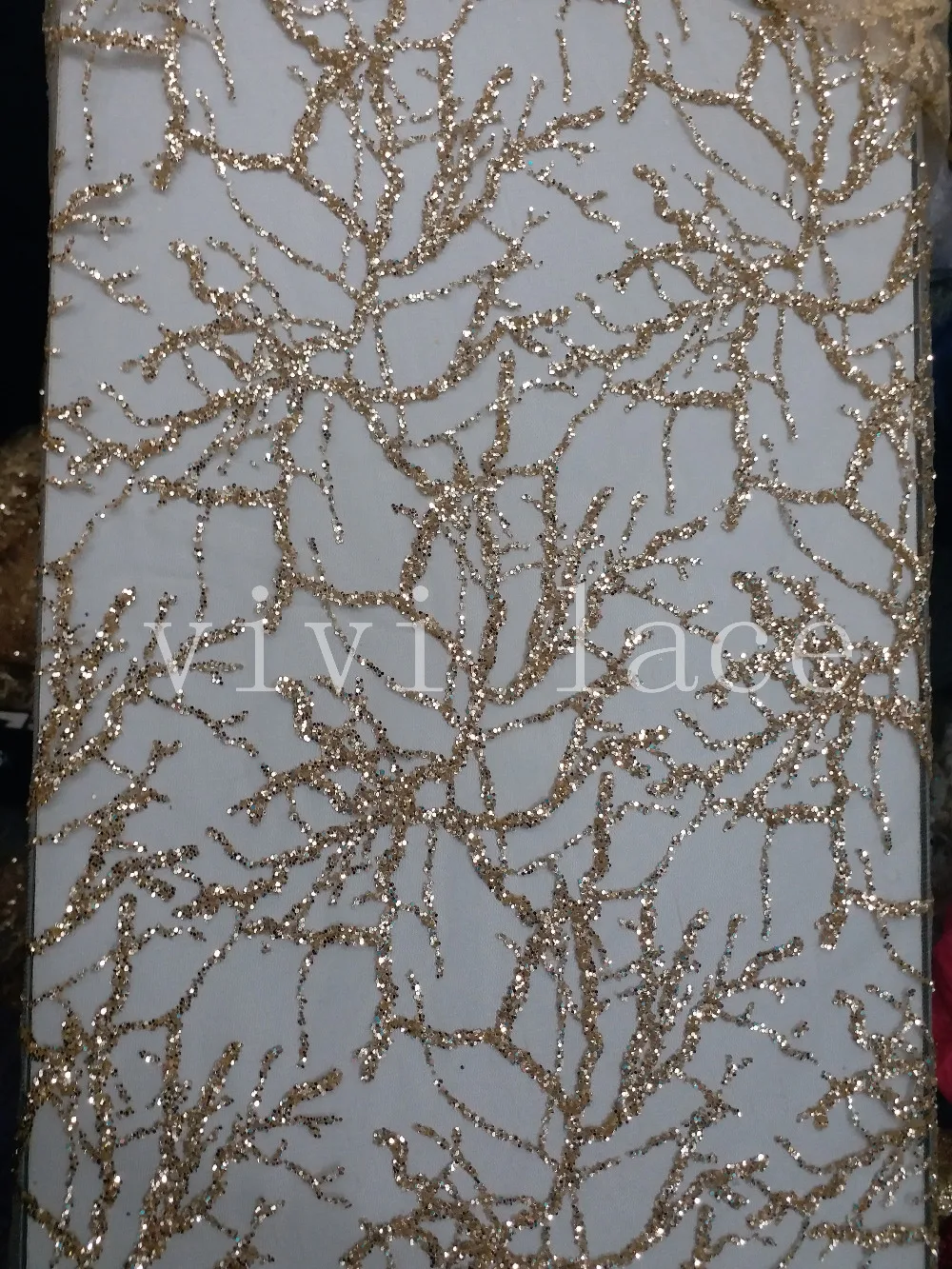

5yards yan004 champagne gold 64# dobby glued glitter hand print french tulle mesh lace for show/wedding/evening dress/party.
