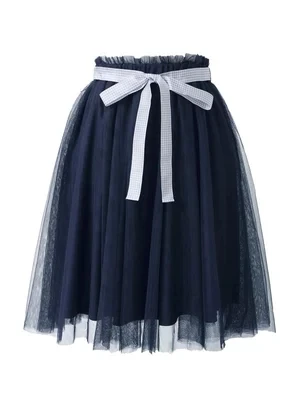 Новая летняя стильная женская японская маленькая свежая Милая газовая кружевная Однотонная юбка модная трендовая Повседневная фатиновая юбка принцессы