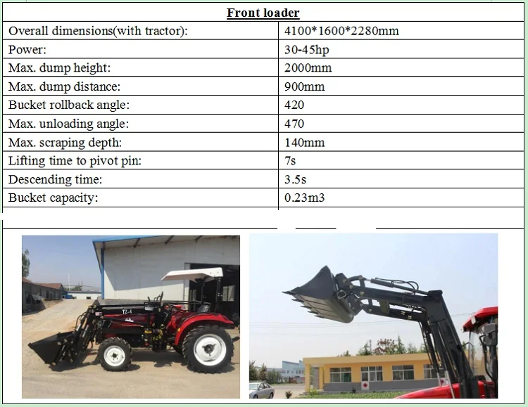 40 л.с. трактор с фронтальным погрузчиком и экскаватора