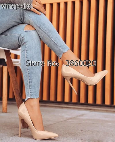 2018 HOT Women Shoes Pointed Toe Pumps Patent Leather Dress High Heels Boat Shoes Wedding Shoes Zapatos Mujer Blue Black red