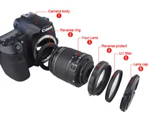 Камера макрообъектив Обратный адаптер защиты набор для Canon 60D 70D 600D 700D 750D 1200D 100D объектив переустановить 58 мм УФ-фильтр