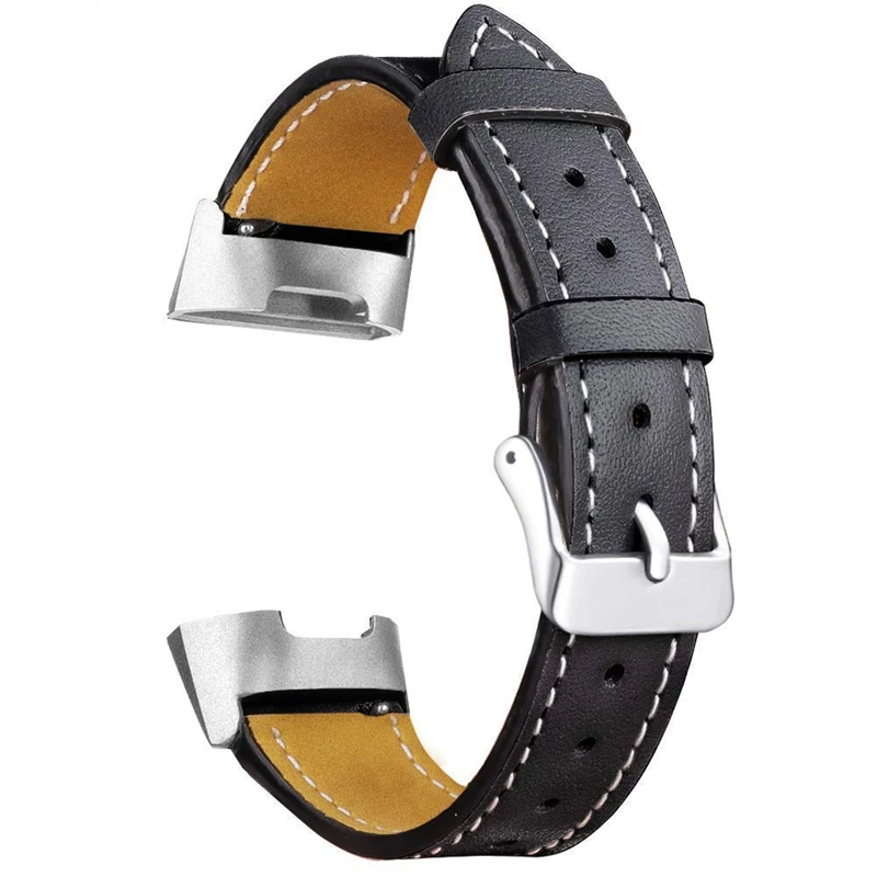 

Leather Bands Compatible Fitbit Charge 3 & Charge 3 SE, Classic Genuine Leather Strap Fitness Wristband Replacement for Women