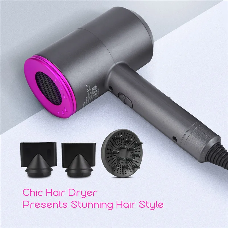 

Professional Powerful Hair Dryer Foldable Negative Ion Blow Dryer Hot/Cold Wind Low Noise Home Travel Hair Dryer with Nozzles 45