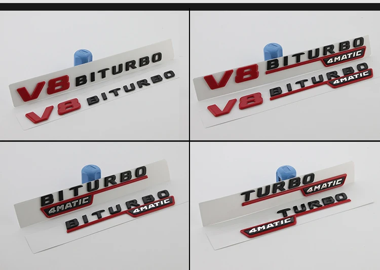Emblema para Mercedes Matic + Turbo Estilo do Carro Carta Benz Biturbo 4 Matic Fender Logotipo Adesivo Cromo Preto Vermelho Amg V12biturbo v8 3 Automóveis e motos