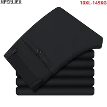 Мужские Дешевые Брюки, плотные брюки, хаки, черный, 8XL, 9XL, 10XL, 12XL, зимние, Осенние, большие размеры, деловые, прямые, 48