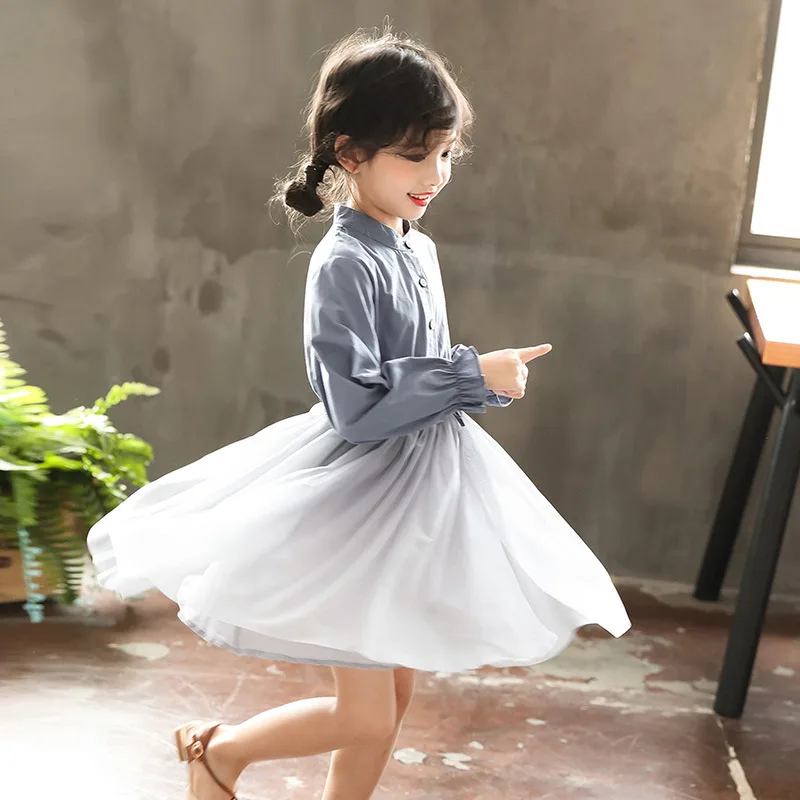 Новинка года, осеннее платье принцессы для малышей Детские платья для девочек, детское милое платье Сетчатое платье в стиле пэчворк для малышей модное милое платье#5137