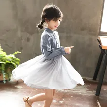 Новинка года, осеннее платье принцессы для малышей Детские платья для девочек, детское милое платье Сетчатое платье в стиле пэчворк для малышей модное милое платье#5137