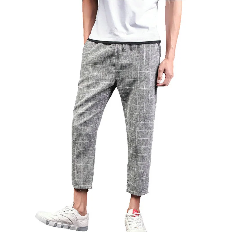 Summer Harem Jogger Pants Men 2020 Casual Slim Grid Business Men Trousers Summer Harem Jogger Pants Men 2020 Casual Slim Grid Business Men Trousers