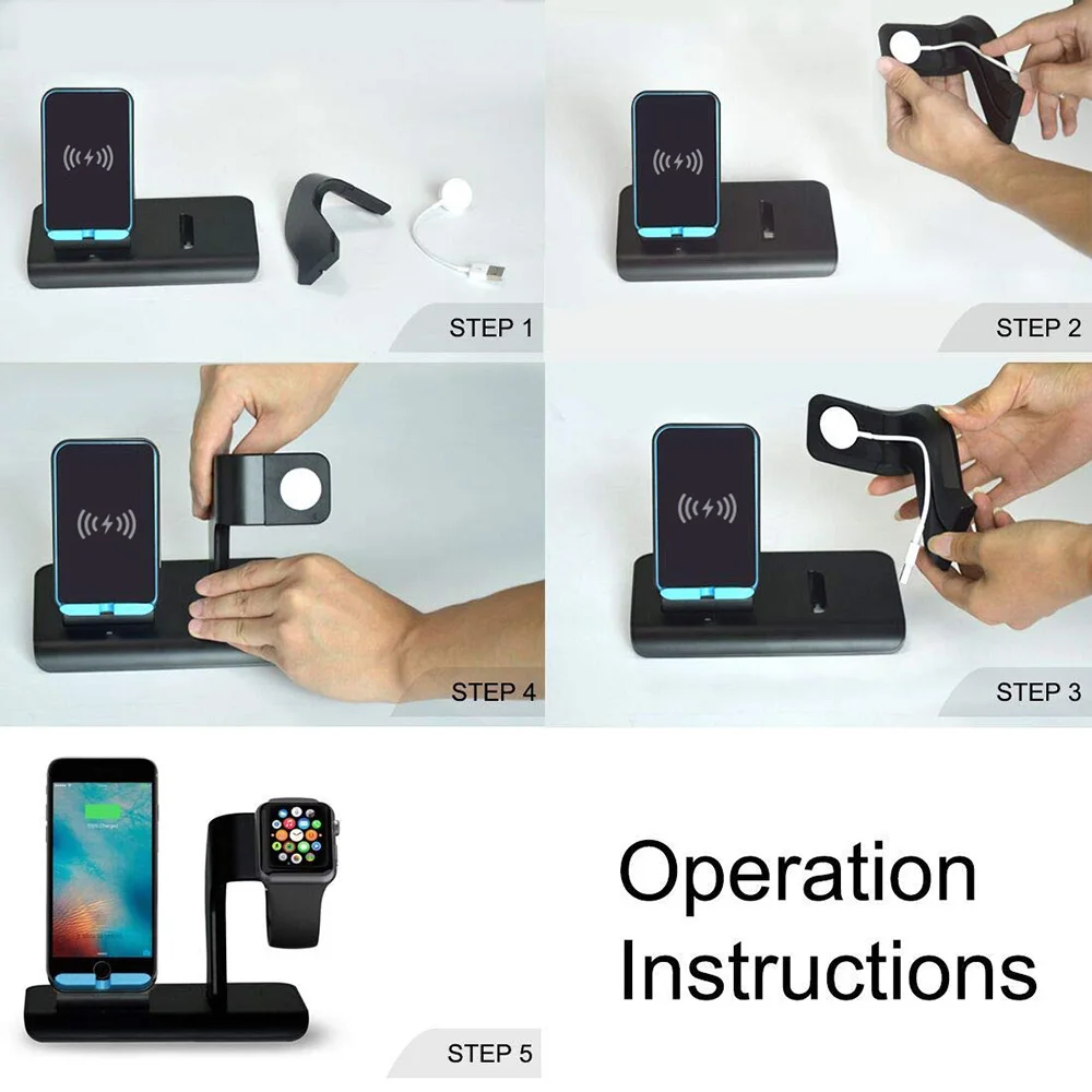 FDGAO 2 в 1 Подставка для зарядки Apple Watch 5 4 3 Быстрое беспроводное зарядное устройство