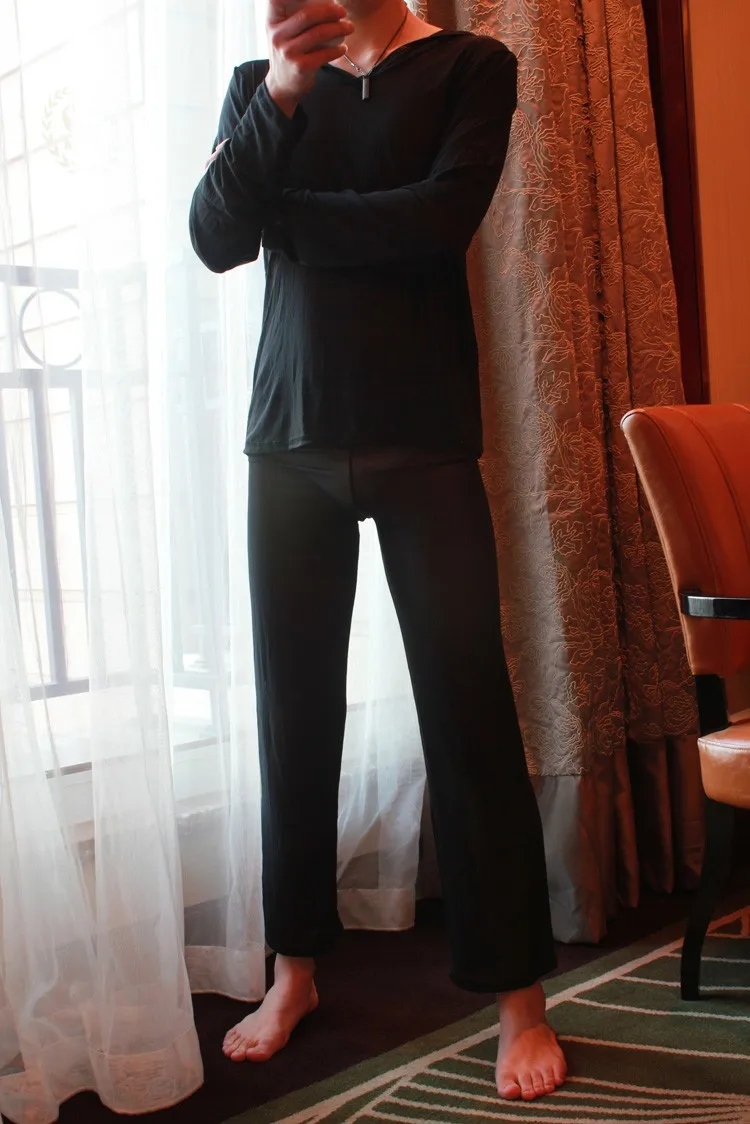 Sexy Men 1 Pajamas Set Wear Pajamas Sleepwear See Through Loose Mesh Sheer Lounge Pants Erotic lingerie FX1041 cotton loungewear