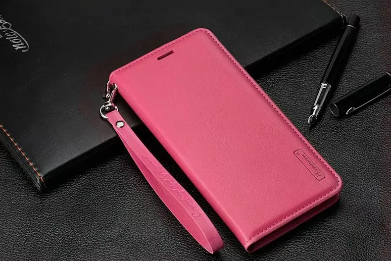 Чехол-Кошелек Hanman из натуральной кожи для samsung Galaxy J7 Neo Note8 S8 S9 Plus A8 Plus A5 A7 - Цвет: Розово-красный