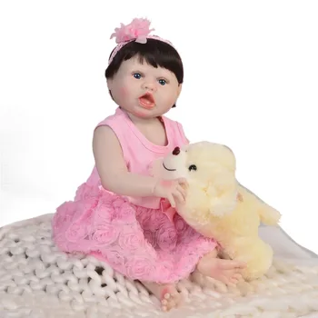 

Bebe dolls 23"57cm full vinyl silicone reborn baby girl doll toys for child xmas gift bebes reborn de silicone real bonecas