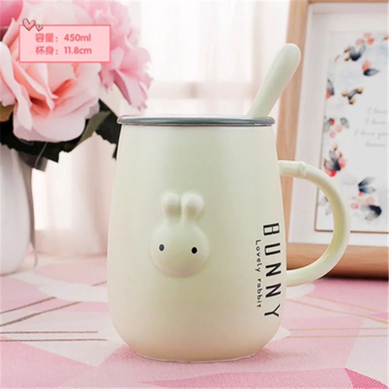 Забавная чашка с кроликом, аниме кружка Taza Desayuno Kahve Fincan Tazas Creativas Caffe Cup Kubek Emaliowany, кофейная чашка с черепом