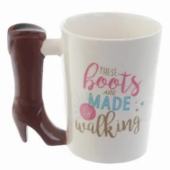 

1 Pcs Handprint ceramic boots Mug Ladies High Heels Shoe 3D Handle Mug High Heels High Hopes Coffee Mug Cup