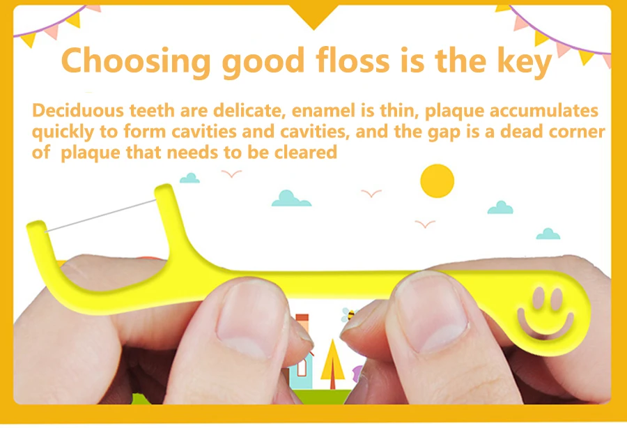 Детская зубная нить, зубочистка для детей, наклейка, зубочистка, межзубная щетка, неароматизированный детский очиститель зубов, детский BPA Бесплатный подарок