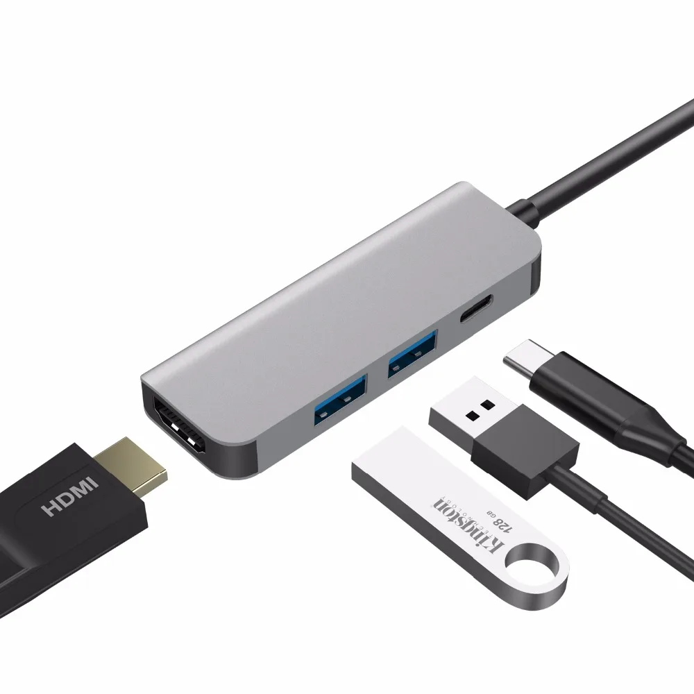 Type C концентратор USB-C 4K HDMI PD и два USB-A 3,0 ключ для ноутбука или смартфона с портом Thunderbolt или USB-C 3,1