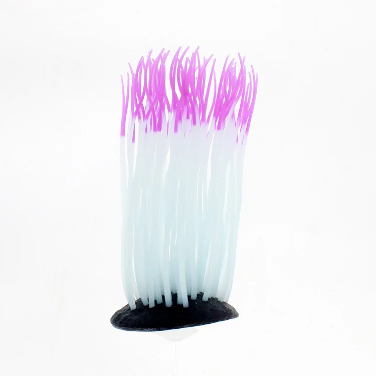 Флуоресцентный искусственный морской анемон аквариумное растение экологичный силиконовый гель Мягкий коралл для украшения аквариума 16 см - Цвет: purple1pc