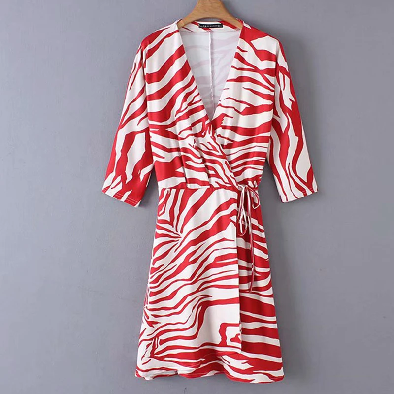 Women's Clothing Dress 2019 Polyester Zebra Printed Elastic Slim Dress Ms Summer Street Sexy StylishTemperament Clothing