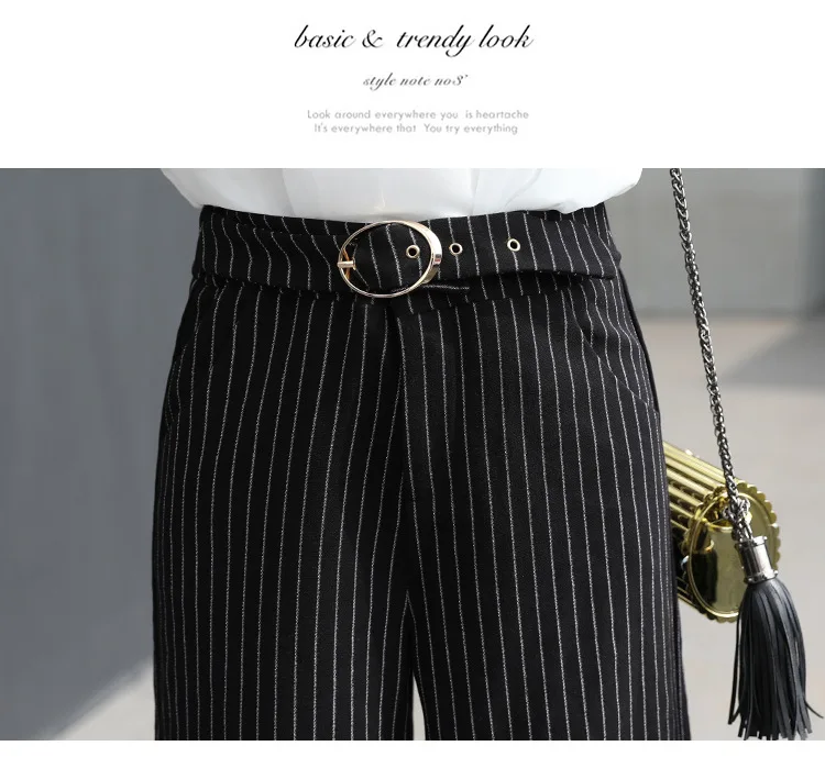 Bas Spéciales Mode Ol Nouveauté Rayé Black Pantalon Automne 2019 Lady Lâche Et Offres Pour Femme En Tempérament D'hiver Office Large De OHInfZ