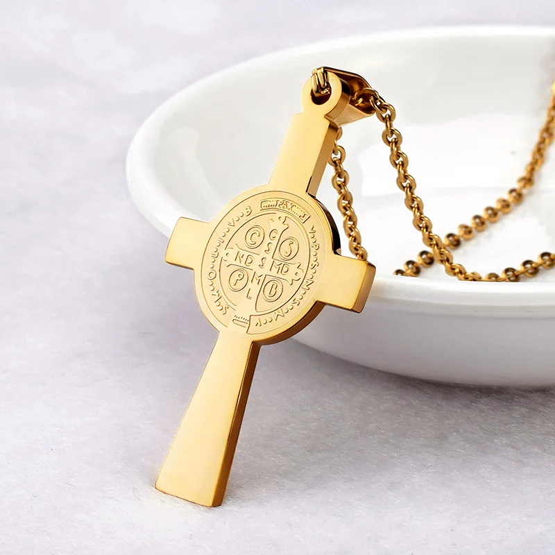 SOITIS католический медальон Святого ожерелье с подвеской Бенедикт церковный христианский крест круглый крест религиозные подвески золотой цвет