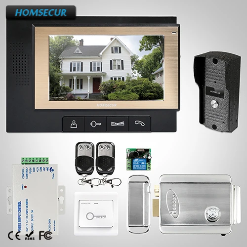 HOMSECUR 7" Wired Video Door Entry Security Intercom with One Button Unlock : TC031 +TM702-B