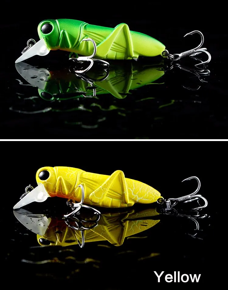 Isca de Pesca Equipamento de Pesca 5 Hennoy 1 Pcs Qualidade 55mm Gafanhoto Inseto Isca Dura Baixo Wobbler Laser Cores 8 Isca Dura Isca De Pesca Baixo Wobbler