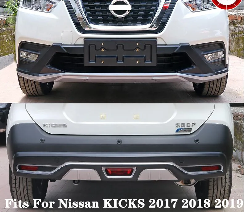 

High quality ABS Car Front + Rear Bumper Diffuser Protector Guard Skid Plate Fits For Nissan KICKS 2017 2018 2019 BY EMS
