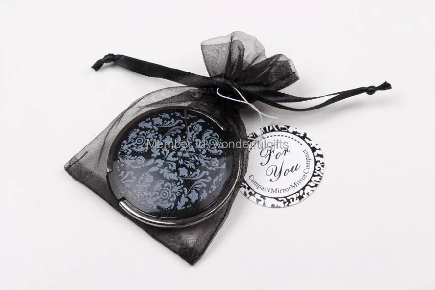 wedding favor gift and giveaways for woman--Damask Elegant Black & White Make up Mirror Compact Favors party souvenir 20pcs/lot